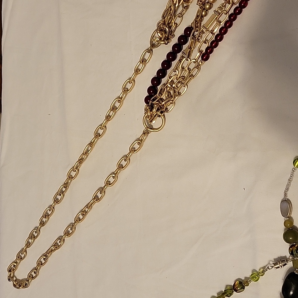 Premier Designs Jewelry 42" burgundy and gold detachable chains - Picture 2 of 8